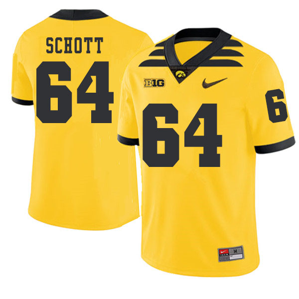 2019 Men #64 Kyler Schott Iowa Hawkeyes College Football Alternate Jerseys Sale-Gold